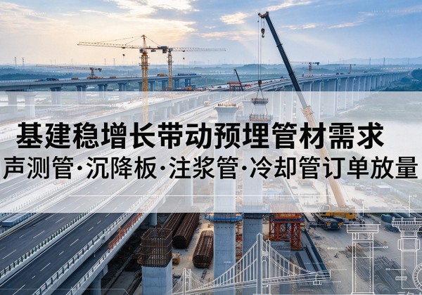 西工基建稳增长带动预埋监测管材需求，声测管、沉降板、注浆管订单持续放量